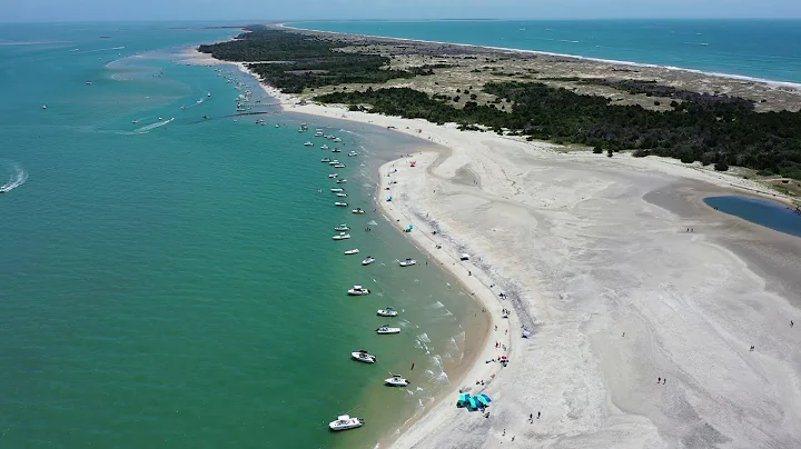 Shackleford Banks NC coast line aerial fly-by