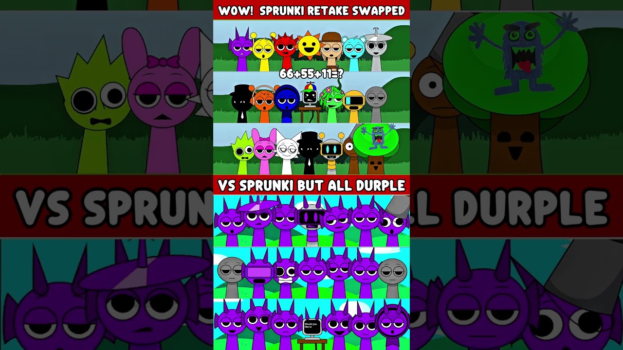 Retake Sprunki ROLES SWAP COOL TRANSFORMATION VS SPRUNKI BUT ALL DURPLE