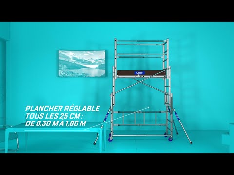 TUBESCA COMABI - Echafaudage roulant aluminium télescopique Z'TOWER - 7 réglages de hauteur possibles vidéo