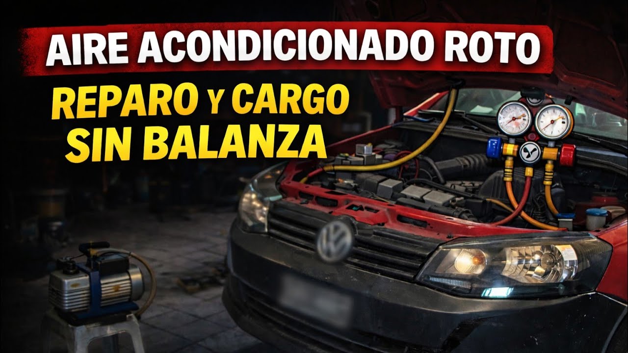 Reparación de caño perforado + Carga por presión SIN balanza | Aire acondicionado VW Gol