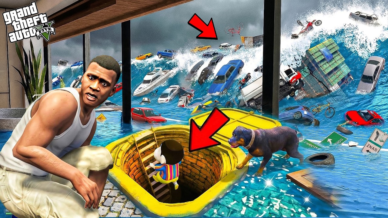 Franklin Survived the Biggest Tsunami but Lost Shinchan & Chop 🌊😱 | GTA 5