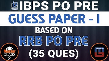 Master Class | Guess Paper - 1 | Based On RRB PO PRE | Reasoning | Class 9 | IBPS PO 2017