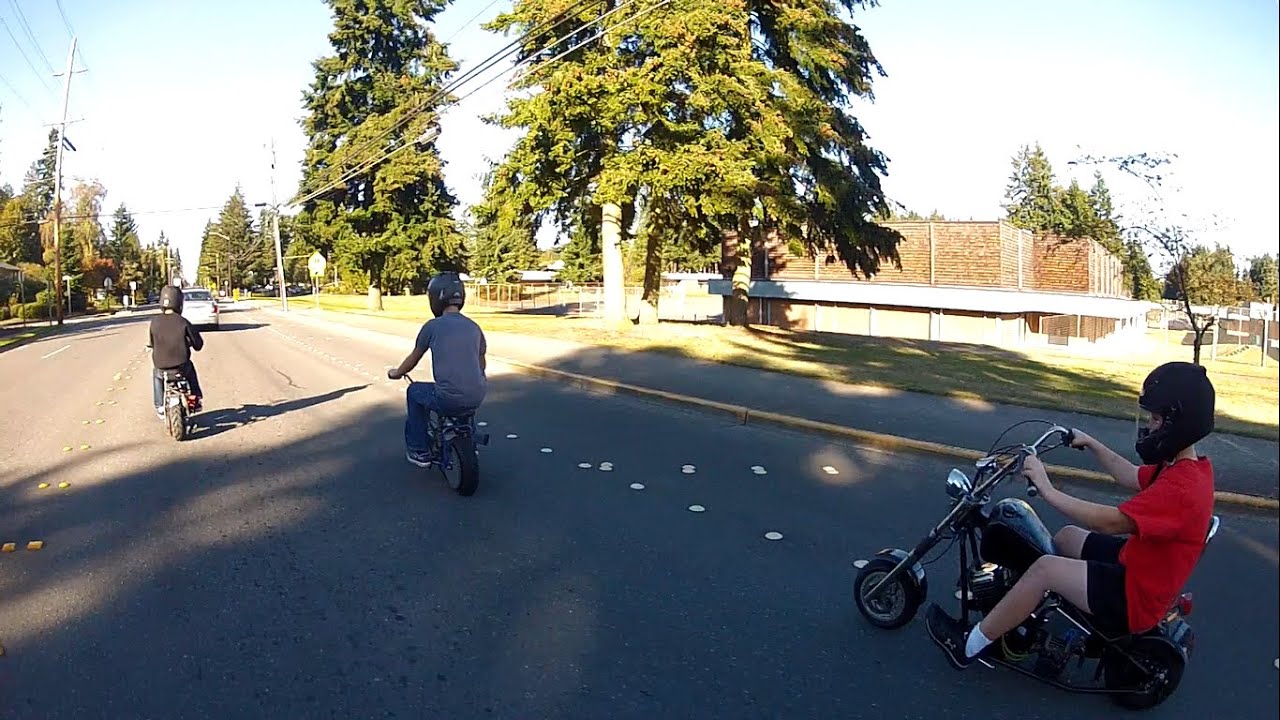 Sick ride with fast mini bikes and a mini chopper!