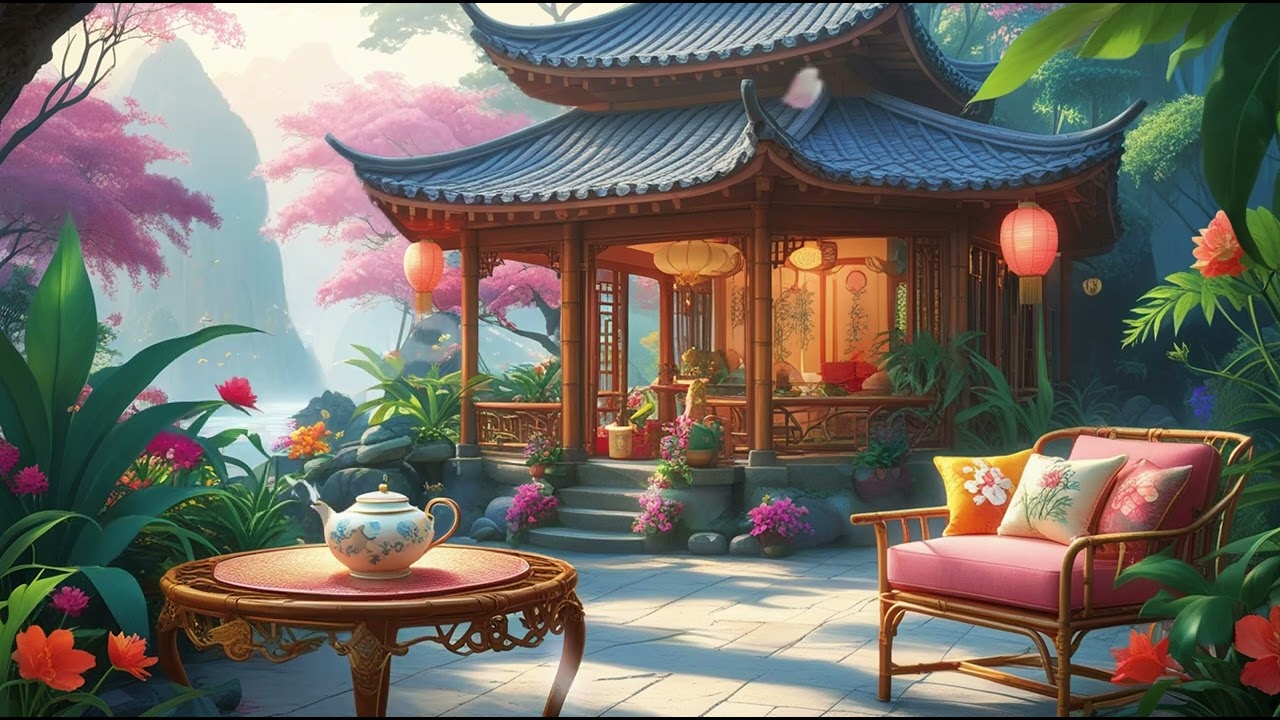 Lofi in Bloom | Peaceful Tea Garden with Cherry Blossoms 🌸🌿