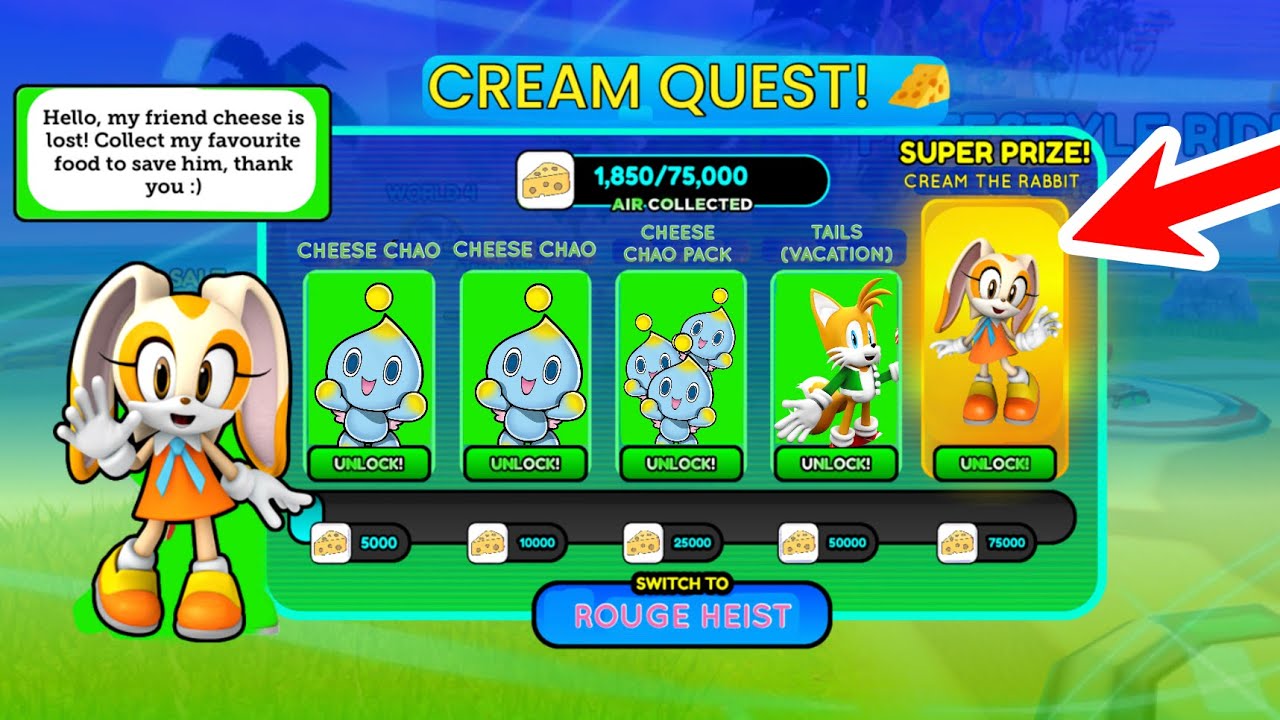 new-cream-the-rabbit-skin-event-in-sonic-speed-simulator-green-reef-youtube