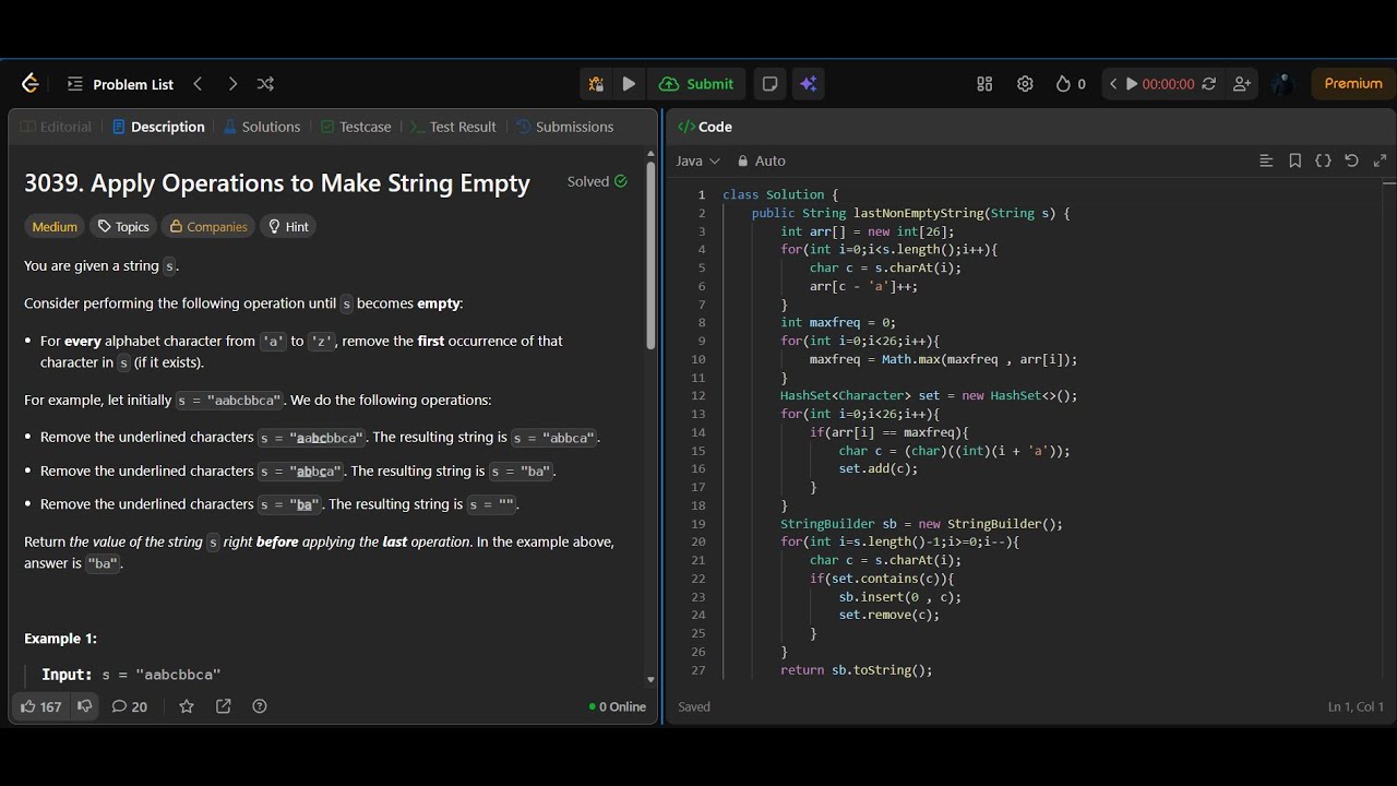 3039. Apply Operations to Make String Empty - YouTube