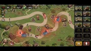 WWII Defense: RTS Army TD game Level 10 Easy (mobile)