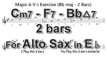 [ Cm7 - F7 - BbMaj7 ] 2 Bars ii - V - i exercises for Alto Sax in Eb