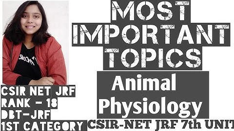 MOST IMPORTANT TOPICS OF ANIMAL PHYSIOLOGY (Unit-7th of CSIR-NET JRF LIFESCIENCE)