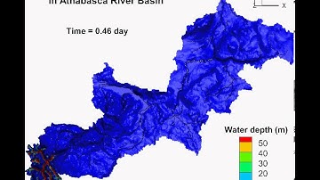 Simulation of a flooding event in Athabasca River Basin by HydroGeoSphere, Aquanty Inc.