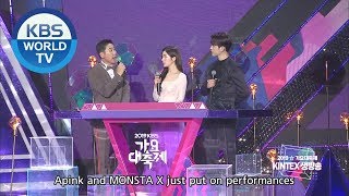 MCs introducing TWICE stage (Shin DongYeob, Irene and JinYoung [2019 KBS Song Festival]