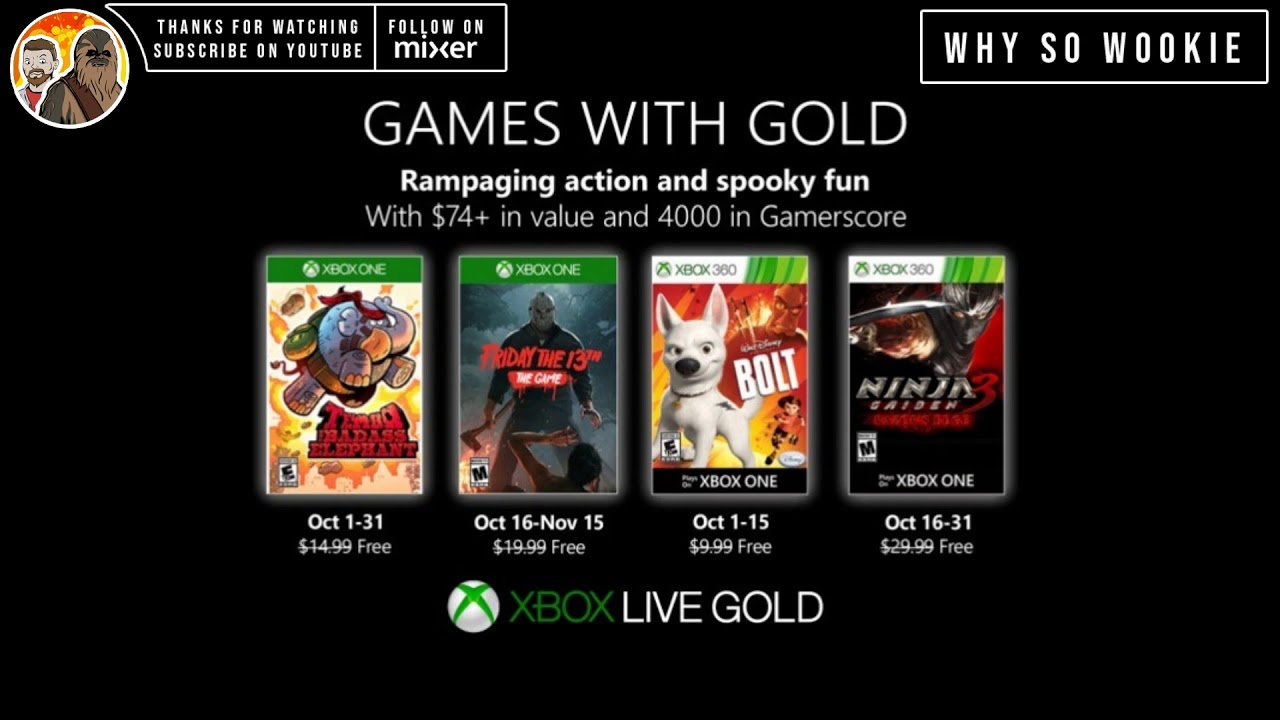 NEW GAMES WITH GOLD OCTOBER 2019