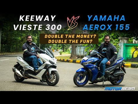 Keeway Vieste 300 vs Yamaha Aerox 155 - Double Money = Double Fun? | MotorBeam