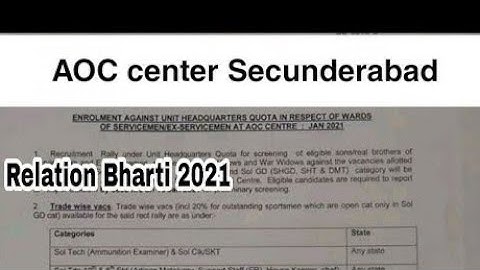 AOC Center Secunderabad bharti 2021 Full details || Corona report, running, ground,Batch Full detail