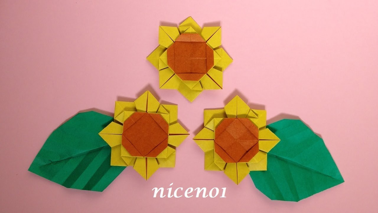 折り紙 ひまわりの花 1枚 折り方 Origami Sunflower Tutorial Niceno1 Youtube