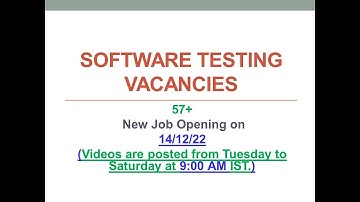 | 14 Dec 2022 | Manual & Automation Testing Jobs | @SoftwareTestingVacancies
