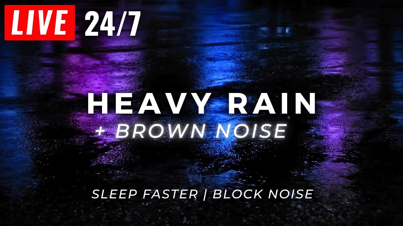 Guarda 🔴 Heavy Rain & Brown Noise to Sleep FAST - Block Noise, Stop Insomnia su YouTube