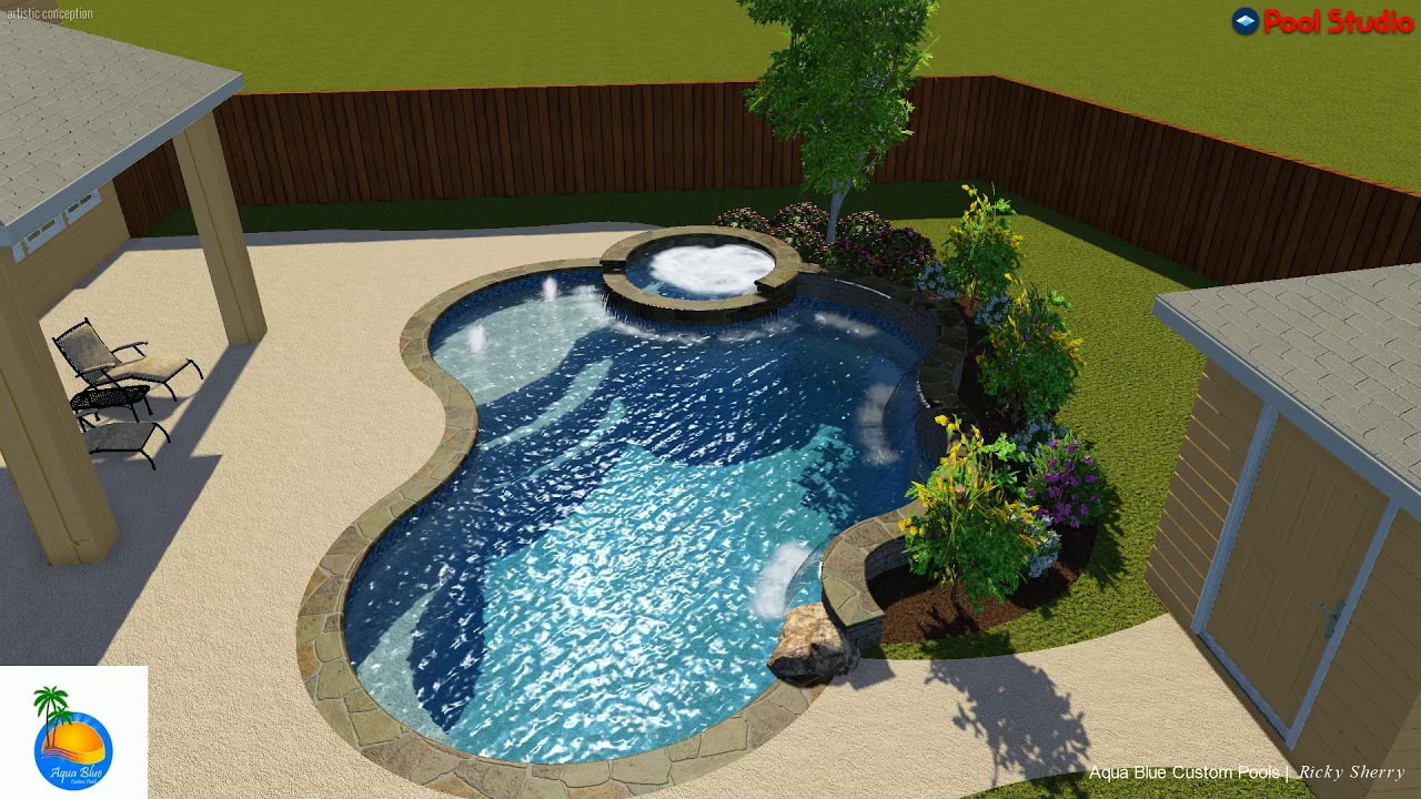 Richardson custom swimming pool from Aqua Blue Custom Pools YouTube