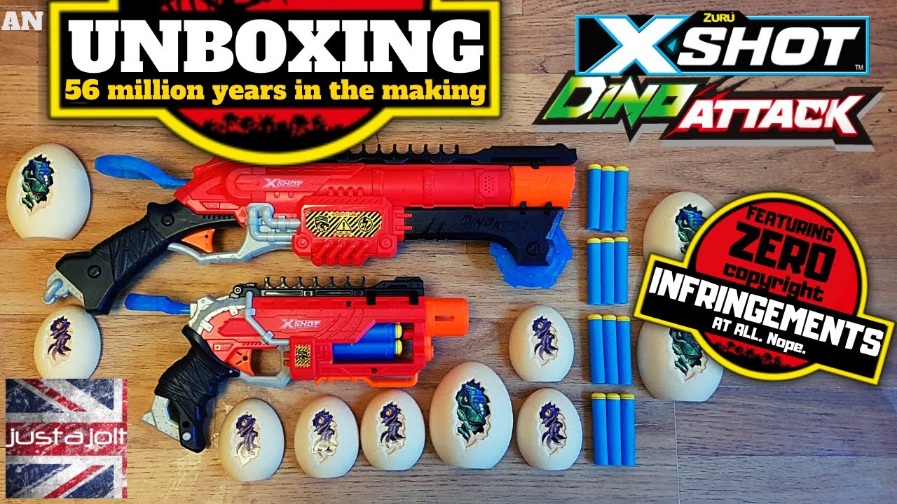 xshot 18+  Update New  New Dino Attack Unboxing: X-Shot Dino Striker Pistol \u0026 Dino Attack Claw Hunter Shotgun Massage Wheel
