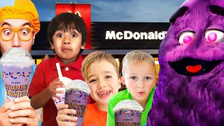 Ryan's World and Blippi Fun World and Vlad and Niki Try Grimace Shake Challenge in Real Life