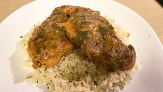 SMOTHERED CHICKEN BREAST WITH HOMEMADE RICE PILAF