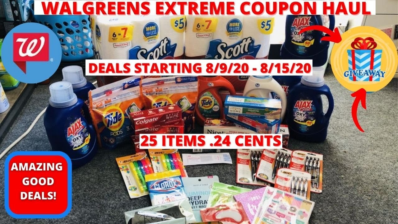 WALGREENS EXTREME COUPON HAUL DEALS STARTING 8 9 25 ITEMS ONLY 24 Walgreens extreme coupon haul deals starting 8 9 25 items only 24