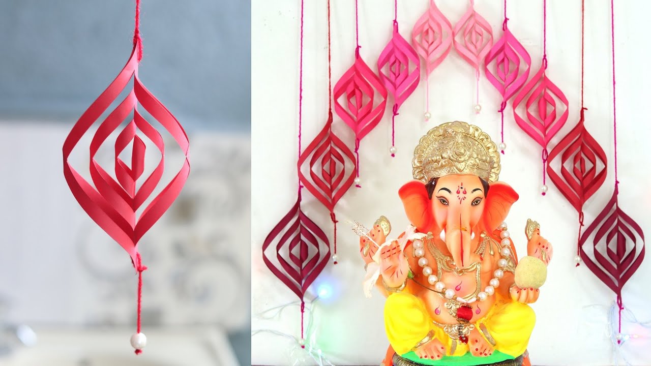 गणपती डेकोरेशन - Ganpati Decoration with Easy Paper ...