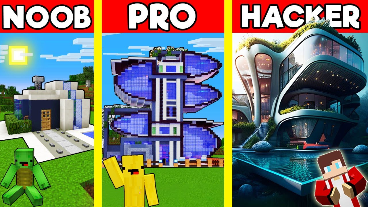 FUTURISTIC HOUSE Build Battle In Minecraft - NOOB VS PRO CHALLENGE ...