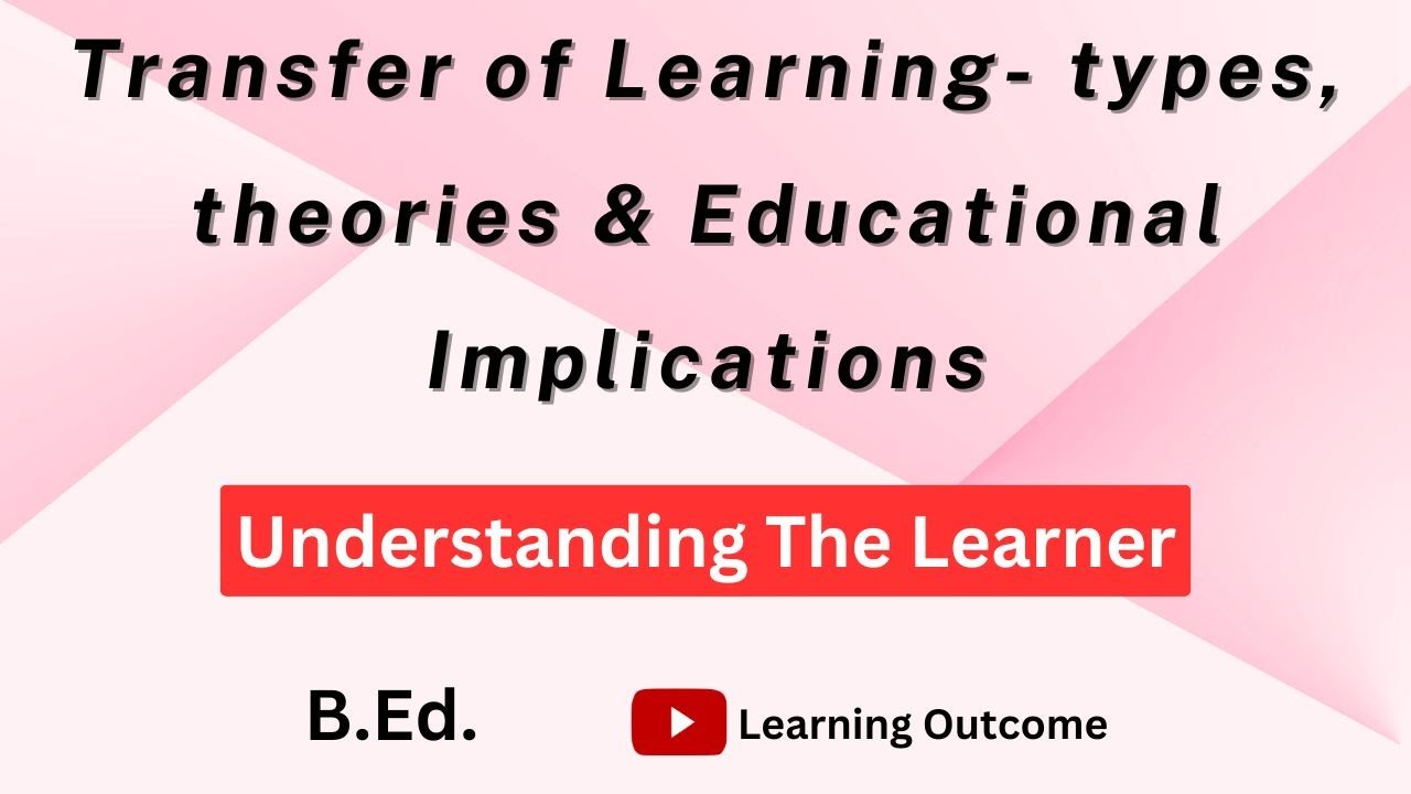 Transfer of Learning- types, theories & Educational Implications ...