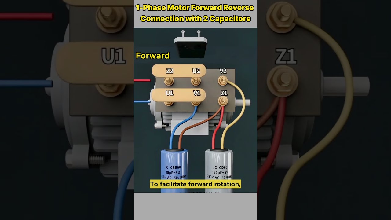 Single Phase Motor Forward Reverse Wiring With 2 Capacitors Shorts Howto Singlephasemotor