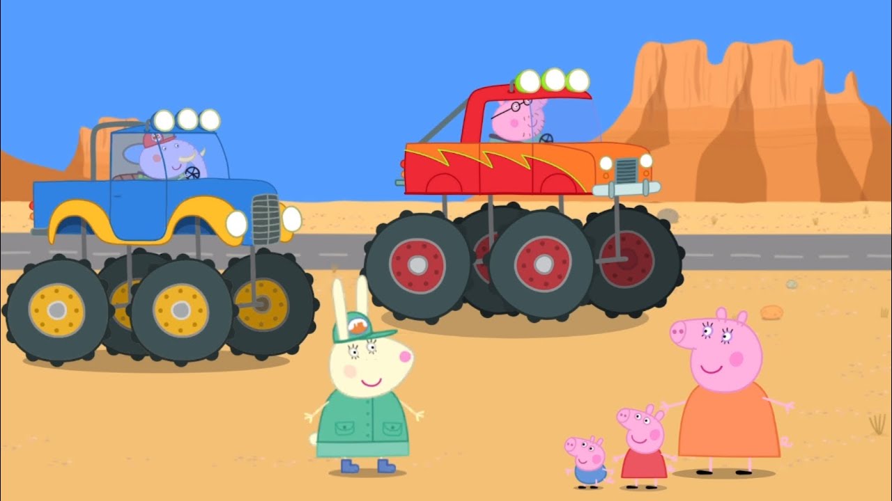 World of Peppa Pig: Daddy Pig Drives a Monster Truck Jump Fun - YouTube