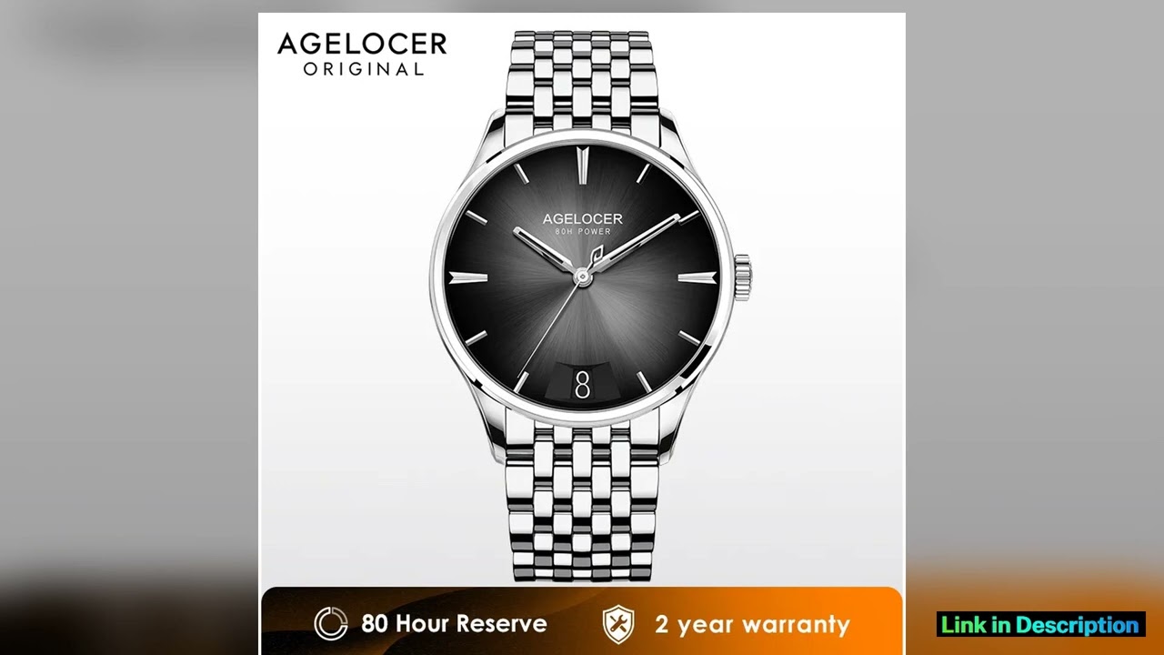 AGELOCER Original Budapest Watch Steel Strap Mens Business Dress Big Calendar Automatic Mechanical