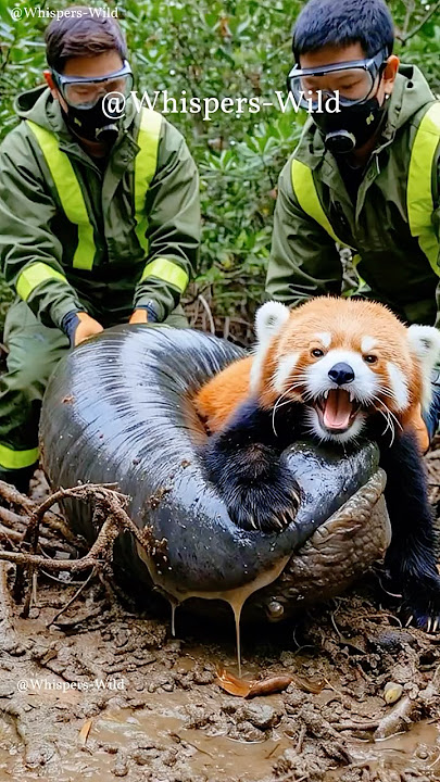 Giant Snail Clings to Red Panda’s Back Rescued by Wildlife Team #animalrescue  #wildlife