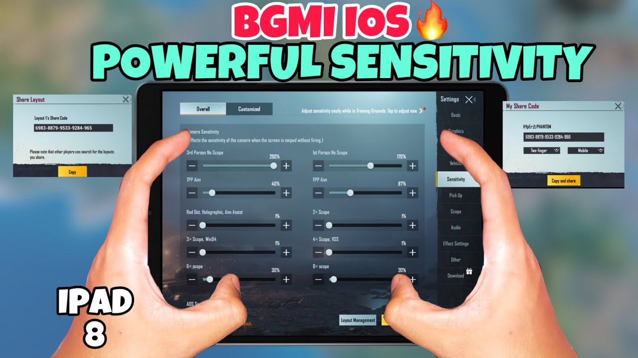 🔥IPAD 8 | BEST SETTINGS AND SENSITIVITY🔥 | BGMI | PHANTOM GAMING