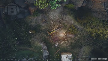 Crystal Cave Entrance Camp | Battlemap Demo | Beneos Animated RPG Maps