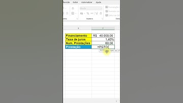 Função para calcular a prestação de financiamento no Excel