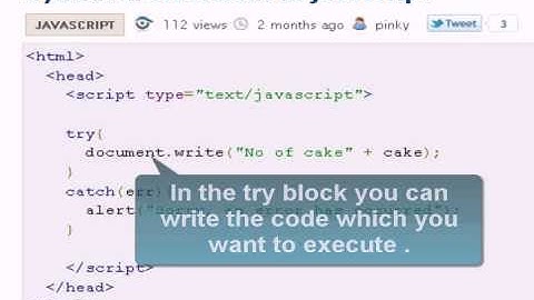 JAVASCRIPT Tutoriral : try...catch statement in javascript