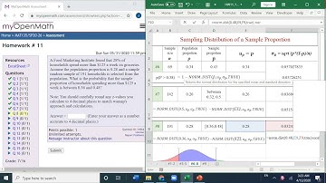 Statistics with Excel: Sampling distribution of sample proportion
