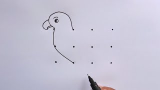 How To Draw Parrot With 3x4 Dots | Parrot Drawing Step By Step | Parrot Drawing Art