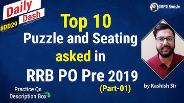 Puzzle for RRB Pre 2019 in English | Top 10 Puzzle - Part A  | Daily Dash #29 - By Kashish Sir