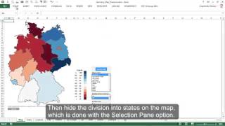 Excel Map Germany (Maps-for-Excel.com) - Choropleth Map for States & Districts and City Bubble Chart
