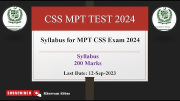 Syllabus of MPT  CSS Exam || CSS MPT 2024