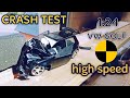  crash test  vw golf 124 scale jade diecast car model damage accident high speed slow motion toy