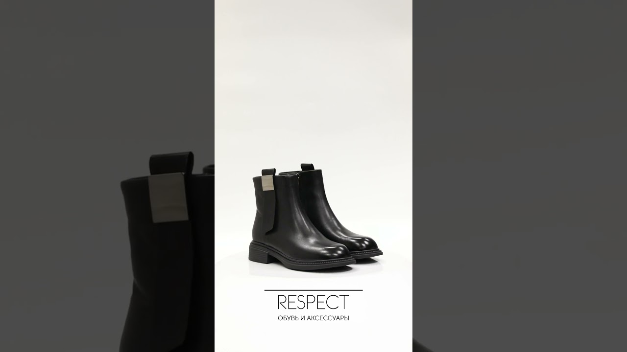 Черные ботинки из гладкой кожи VK32-184050