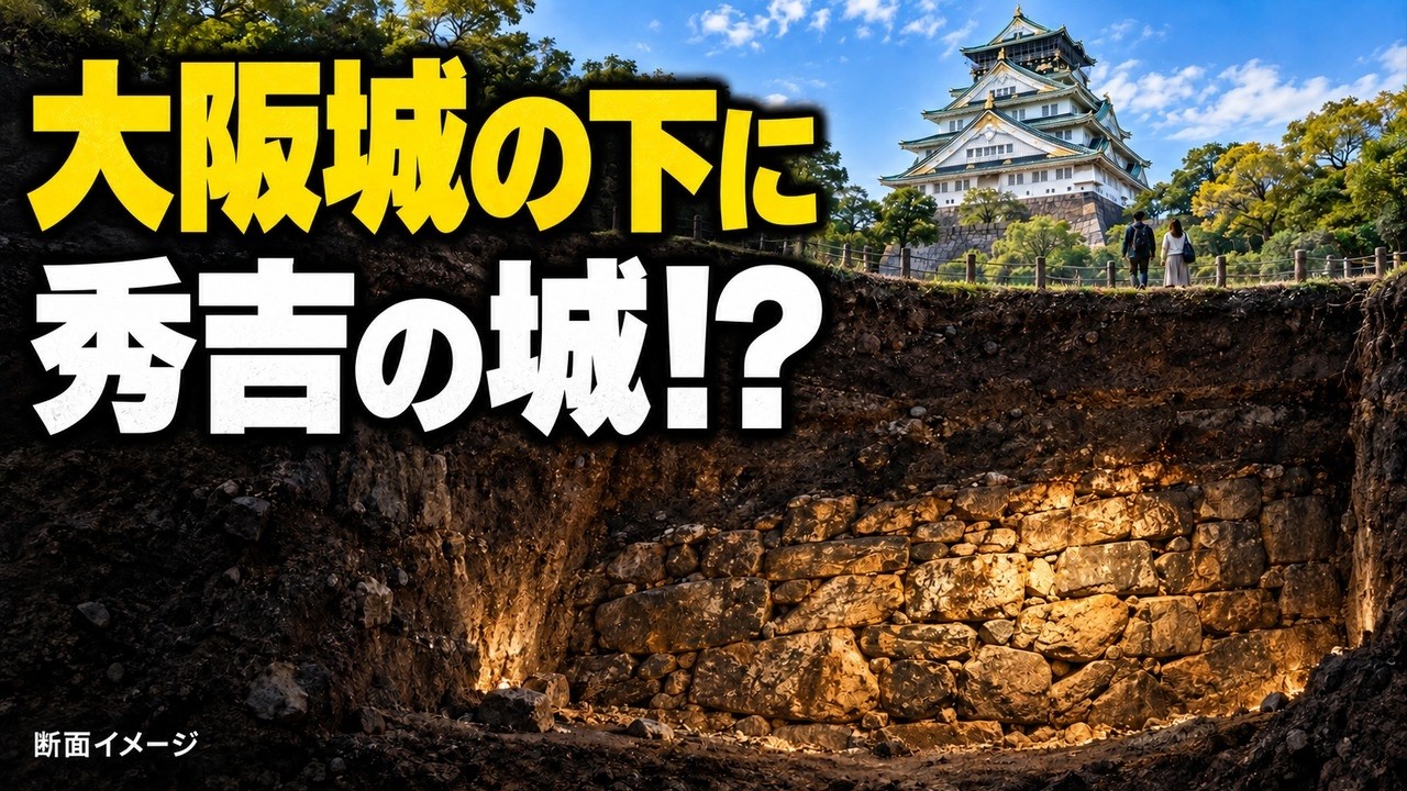 大阪城の地下7.3mで発見された石垣──徳川が埋めた秀吉の大坂城 - YouTube