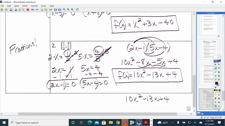 U2C6L3: WRITING QUADRATICS FROM ZEROS
