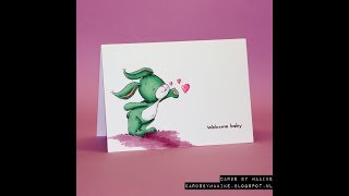 Welcome Baby card with Lee Holland Digi and Spectrum Noir coloring   real time