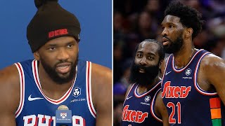 Joel Embiid Reacts to James Harden Trade Request | NBA Media Day 2023