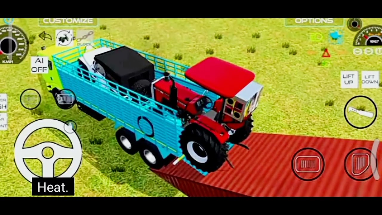 😱🎮🥶Load jeep and tractor on truck and carry on hilly road 😅🛣️🚜