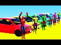 SPIDERMAN and Color Cars with Superheroes and Hulk Parkour Challenge - GTA 5